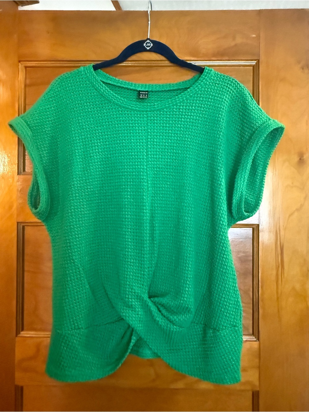 SHEIN Vibrant Green Textured Knit Top